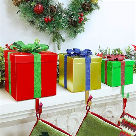 metal gift box stocking hanger|Zcaukya Christmas Stocking Holders, Set of 3 Metal .